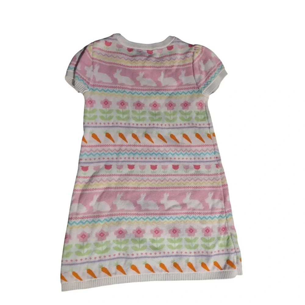 Gymboree Girls Easter Bunny Carrot Floral Sweater Dress Pink 5T 100% Cotton